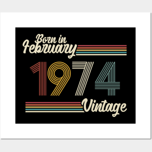 Vintage Born in February 1974 Posters and Art